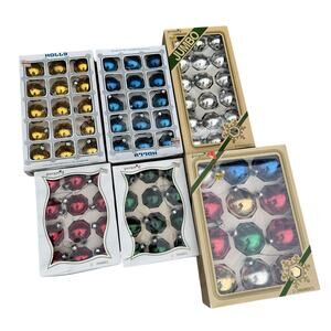 VTG LOT 84 Glass Christmas Ornaments Balls Pyramid Holly -blue Gold Red Green Sv